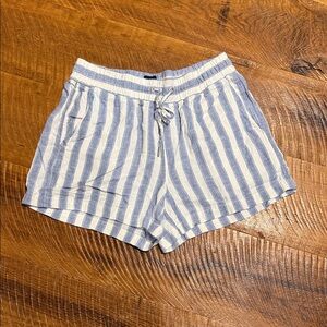 GAP High Waist Blue and White Striped Shorts